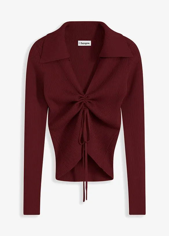 Ribbet genser med rynking, bonprix