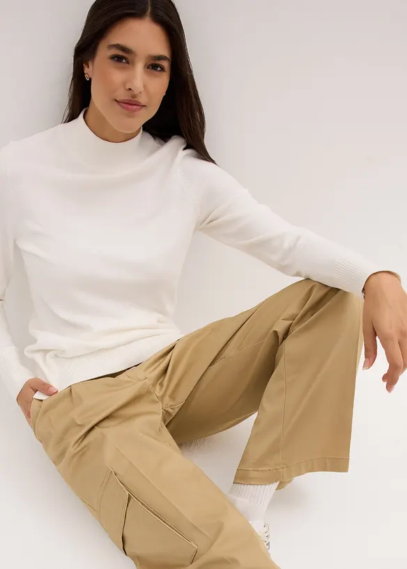 Basic genser med st&aring;krage, med resirkulert bomull, bonprix