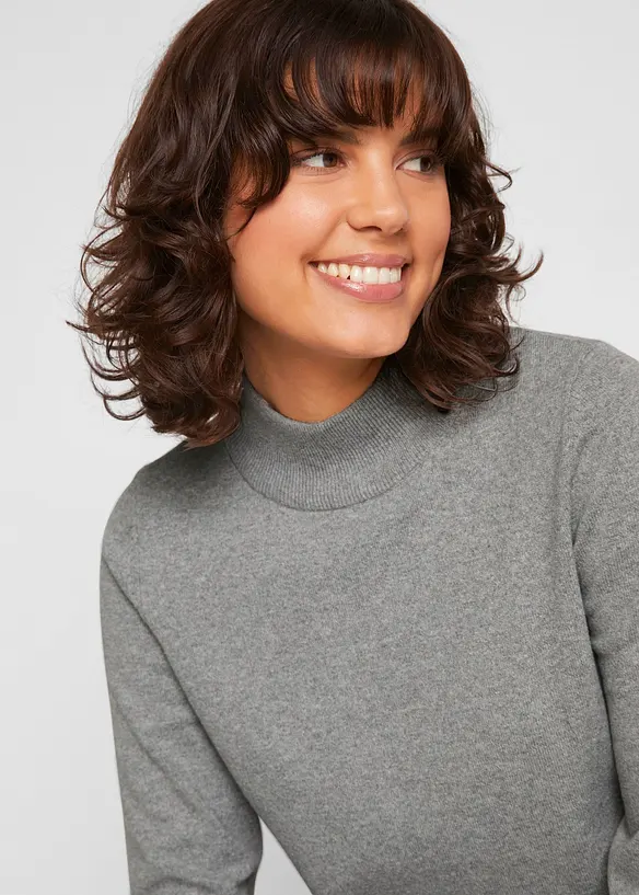 Basic genser med st&aring;krage, med resirkulert bomull, bonprix