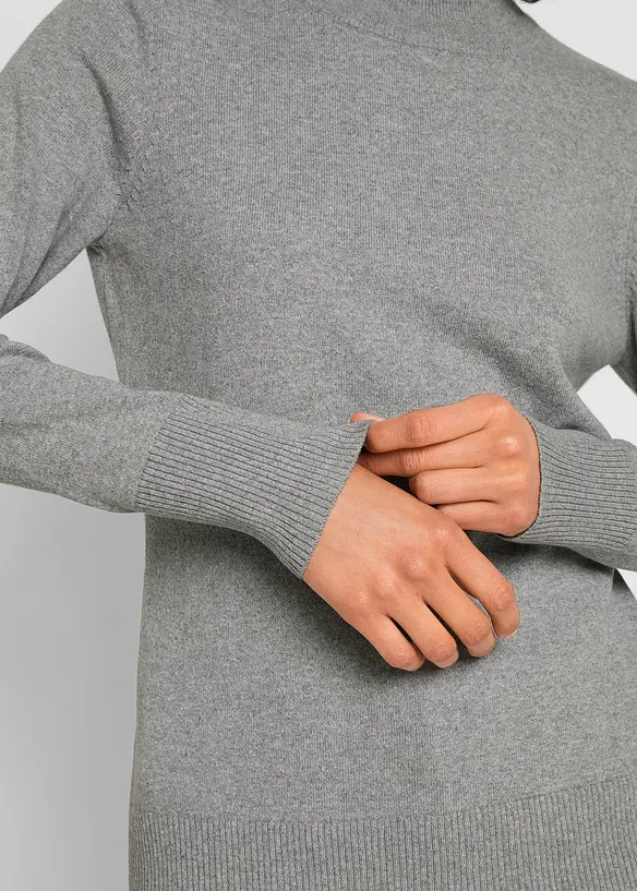 Basic genser med st&aring;krage, med resirkulert bomull, bonprix