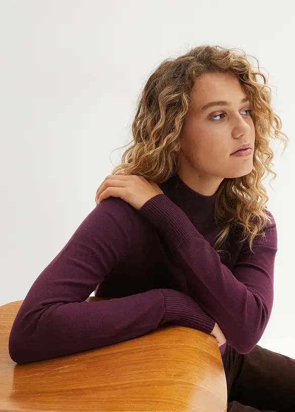 Basic genser med st&aring;krage, med resirkulert bomull, bonprix