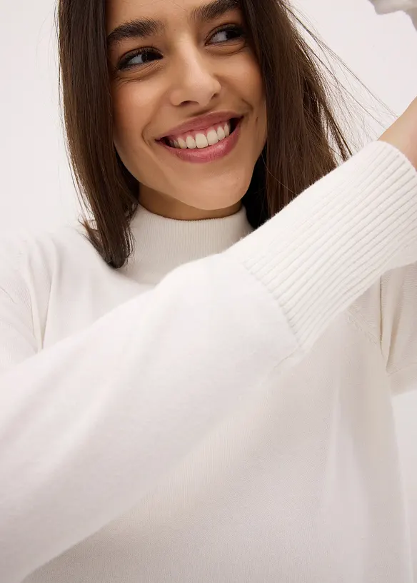 Basic genser med st&aring;krage, med resirkulert bomull, bonprix