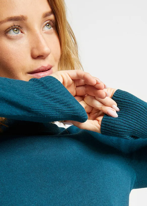 Basic genser med st&aring;krage, med resirkulert bomull, bonprix