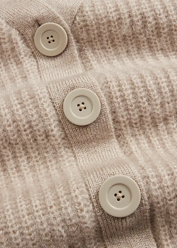 Cardigan i grov ribbestrikk med glans, bonprix