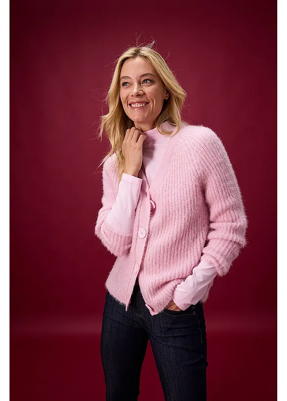 Cardigan i grov ribbestrikk, bonprix