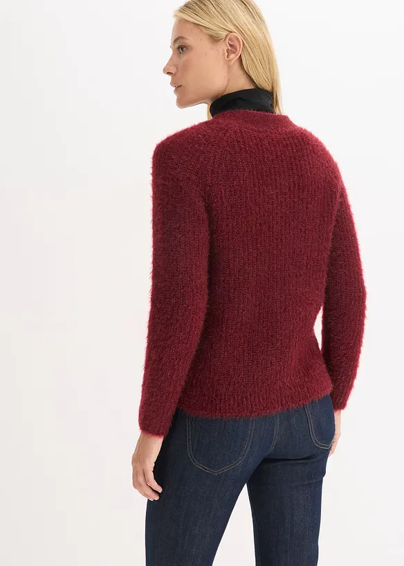 Cardigan i grov ribbestrikk med glans, bonprix