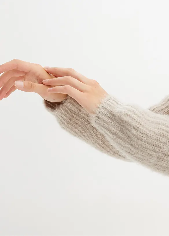 Cardigan i grov ribbestrikk med glans, bonprix