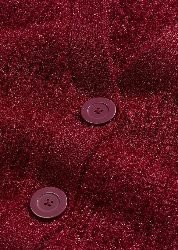 Cardigan i grov ribbestrikk med glans, bonprix