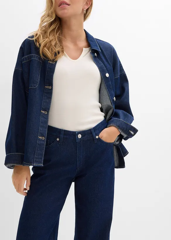 Wide Leg-jeans, Mid Waist, Low Stretch Full Length, bonprix