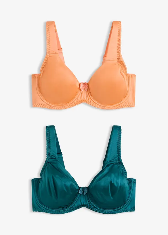 T-skjorte-BH med b&oslash;yle og glanseffekt (2-pack), bonprix