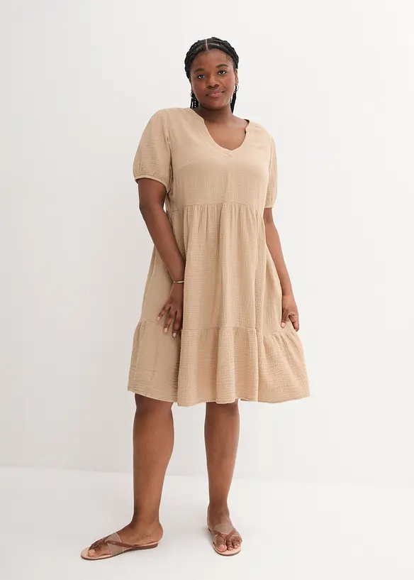 Oversized kjole i bomullsmusselin, bonprix