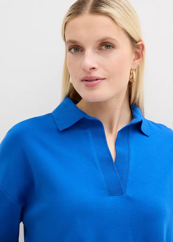 Topp med krage i 100% &oslash;kologisk bomull, bonprix