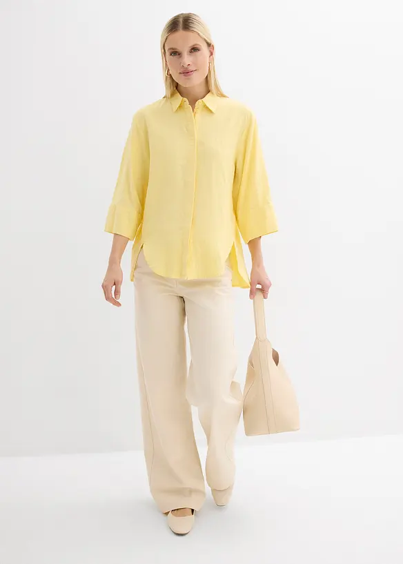 Skjorte i kj&oslash;lende linmiks, bonprix