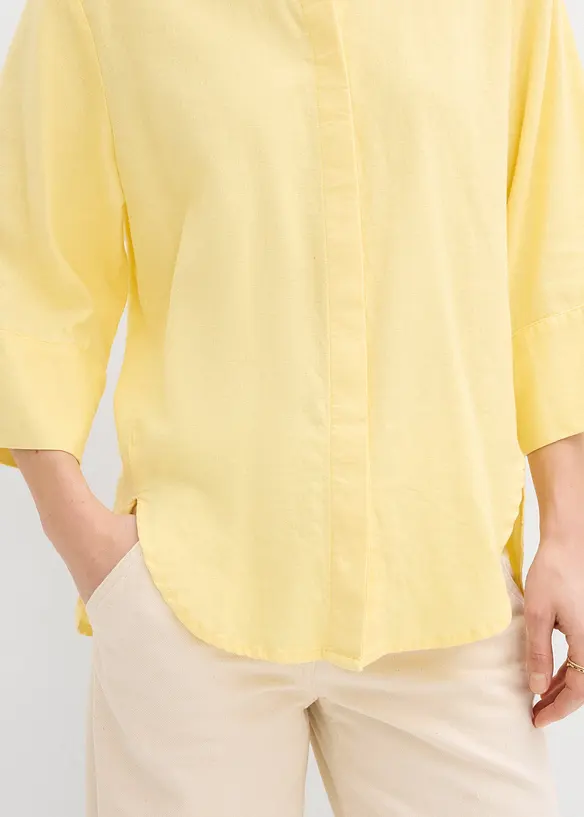 Skjorte i kj&oslash;lende linmiks, bonprix