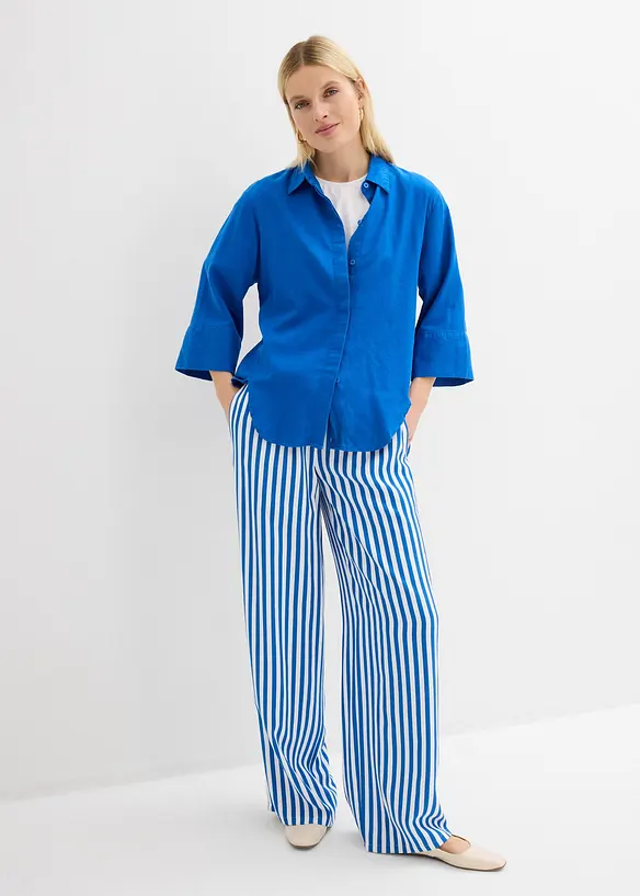 Skjorte i kj&oslash;lende linmiks, bonprix