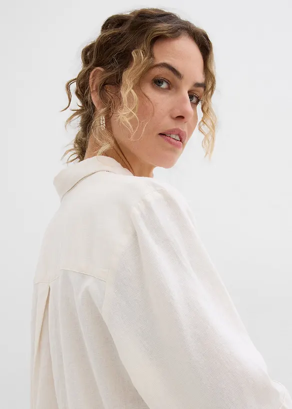 Skjorte i kj&oslash;lende linmiks, bonprix