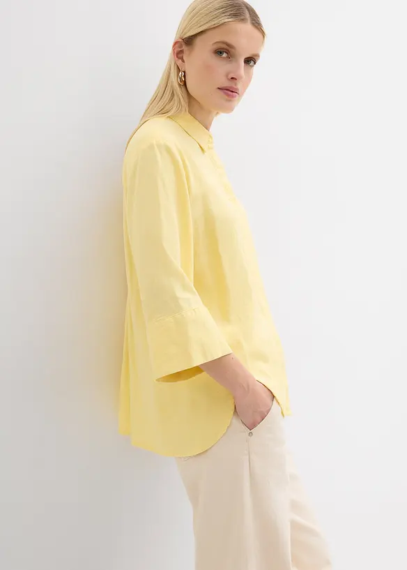 Skjorte i kj&oslash;lende linmiks, bonprix