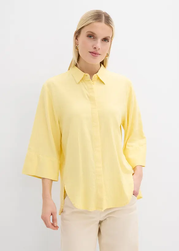 Skjorte i kj&oslash;lende linmiks, bonprix