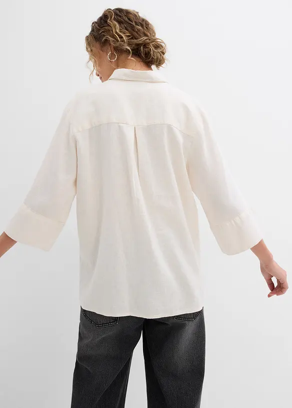 Skjorte i kj&oslash;lende linmiks, bonprix