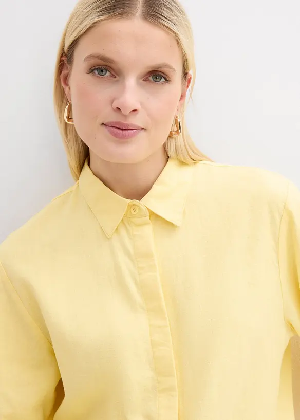 Skjorte i kj&oslash;lende linmiks, bonprix