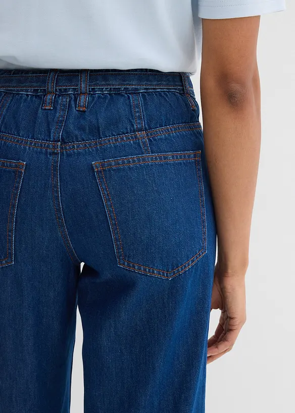 Loose fit-jeans Mid Waist, Straight, bomull, bonprix