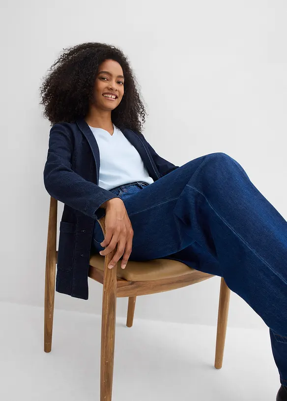 Loose fit-jeans Mid Waist, Straight, bomull, bonprix