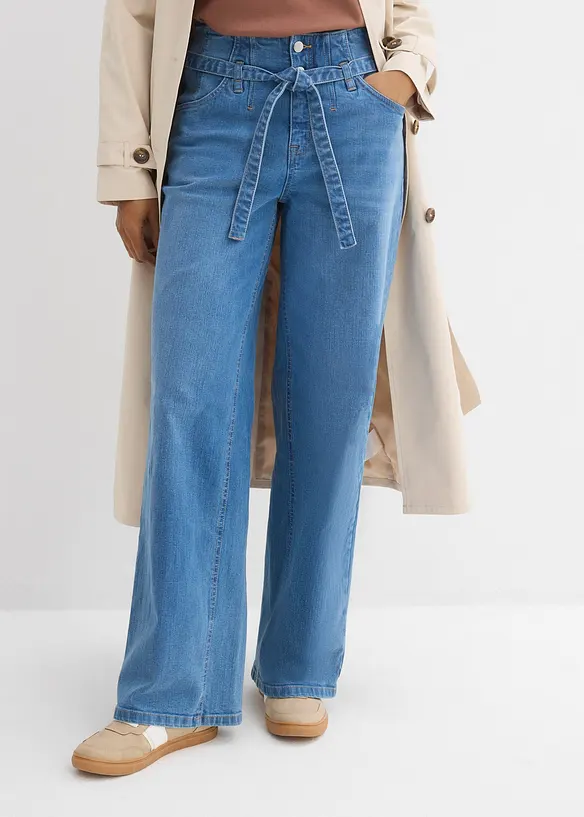 Wide Leg-jeans, High Waist, &oslash;kologisk bomull, bonprix