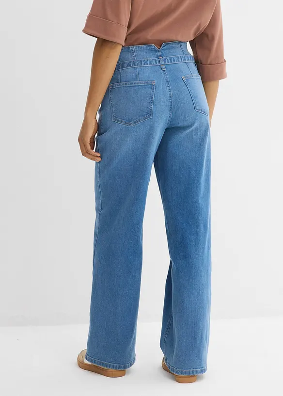 Wide Leg-jeans, High Waist, &oslash;kologisk bomull, bonprix