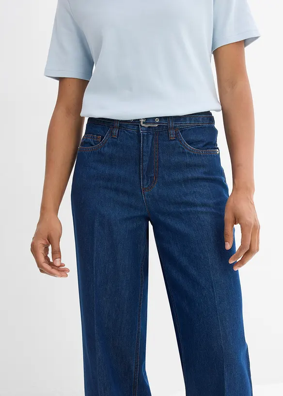 Loose fit-jeans Mid Waist, Straight, bomull, bonprix