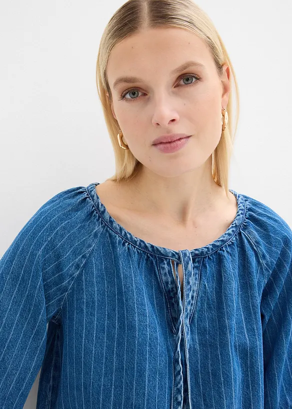 Bluse i denim med stripem&oslash;nster, bonprix