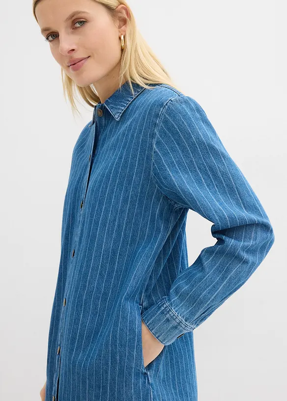 Denimkjole med stripem&oslash;nster, bonprix