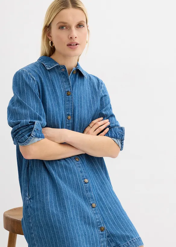 Denimkjole med stripem&oslash;nster, bonprix