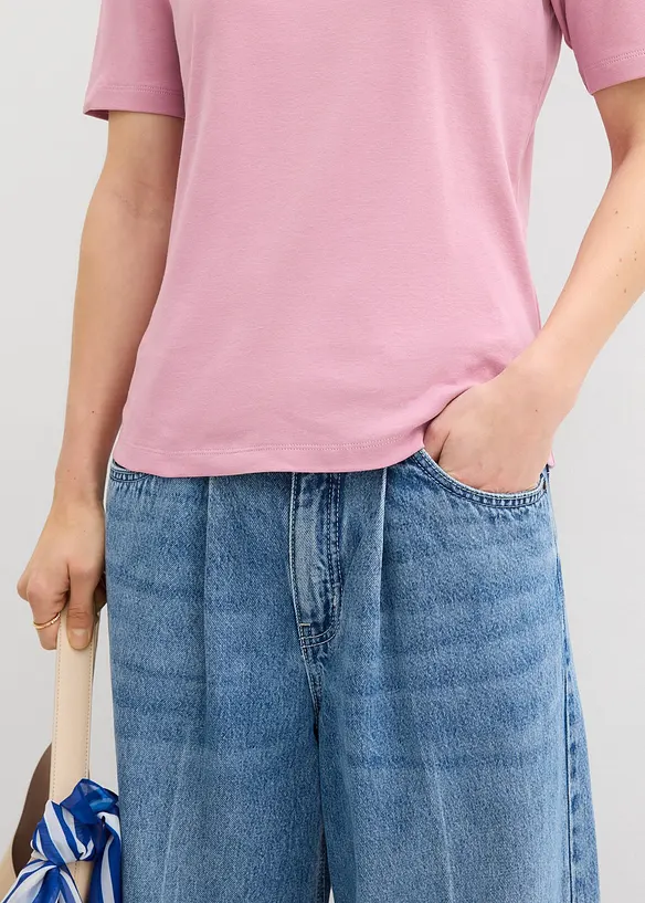 Ribbet topp i 100% bomull, bonprix