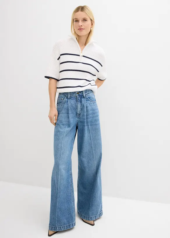 Half zip genser med bomull, bonprix