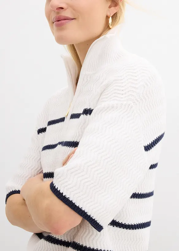 Half zip genser med bomull, bonprix