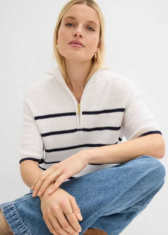 Half zip genser med bomull, bonprix