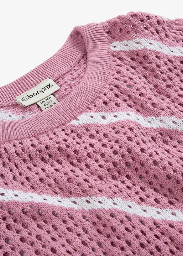 Genser i 100% bomull med hullm&oslash;nster, bonprix