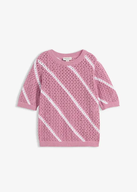 Genser i 100% bomull med hullm&oslash;nster, bonprix