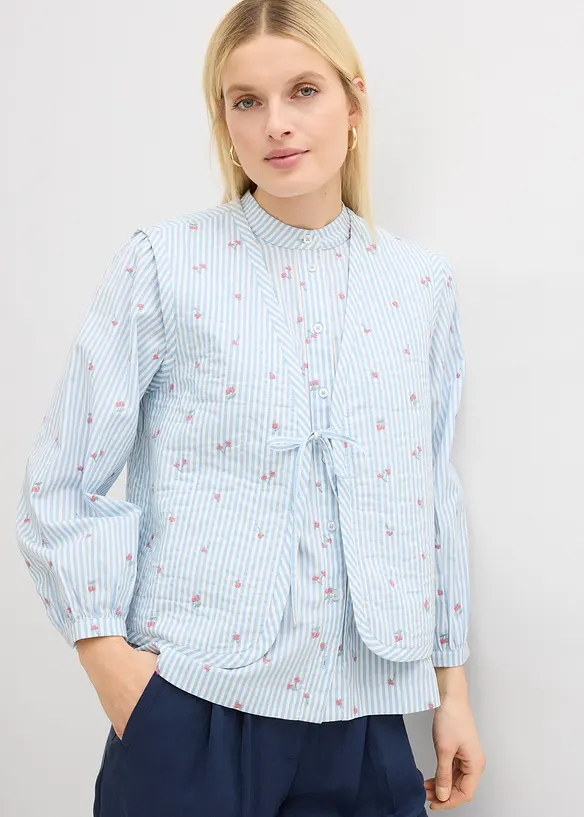 Vattert vest med blomsterbroderier, bonprix