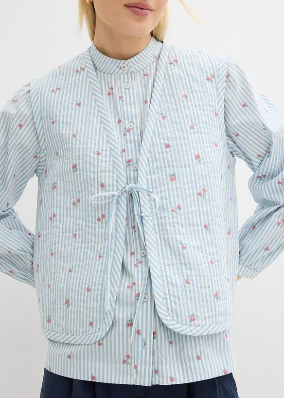 Vattert vest med blomsterbroderier, bonprix