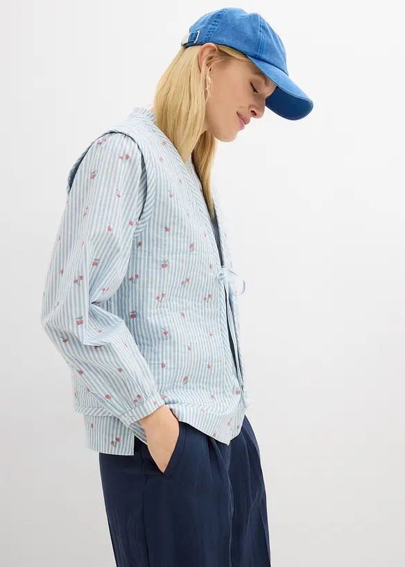 Vattert vest med blomsterbroderier, bonprix