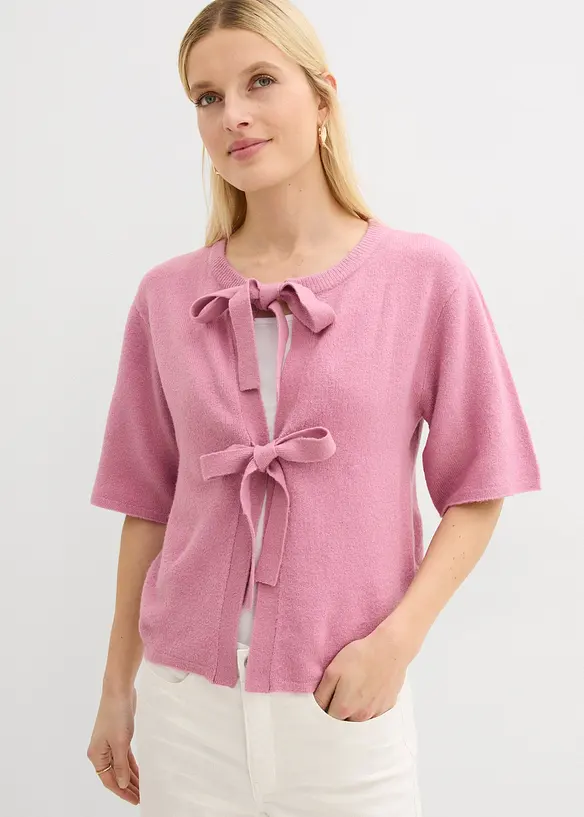 Finstrikket cardigan med sl&oslash;yfer, bonprix