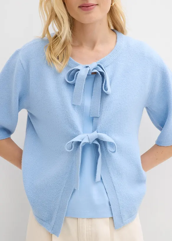 Finstrikket cardigan med sl&oslash;yfer, bonprix