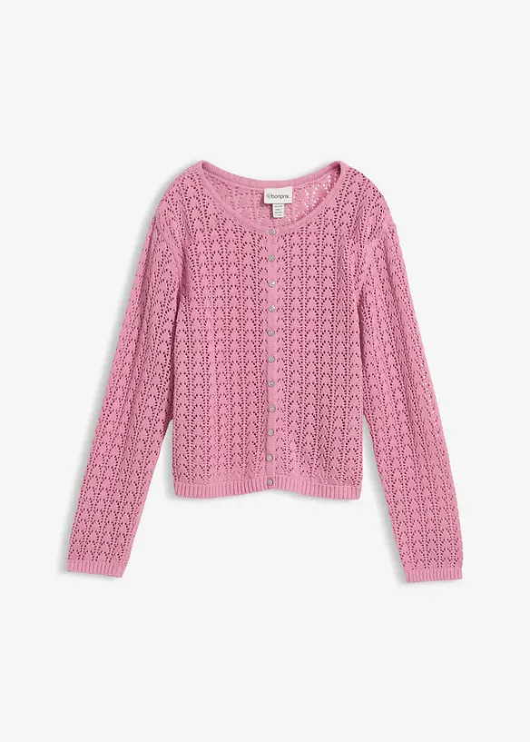 Cardigan i 100% bomull med hullm&oslash;nster, bonprix