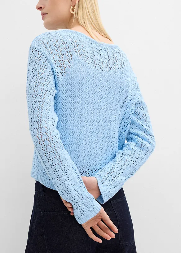 Cardigan i 100% bomull med hullm&oslash;nster, bonprix