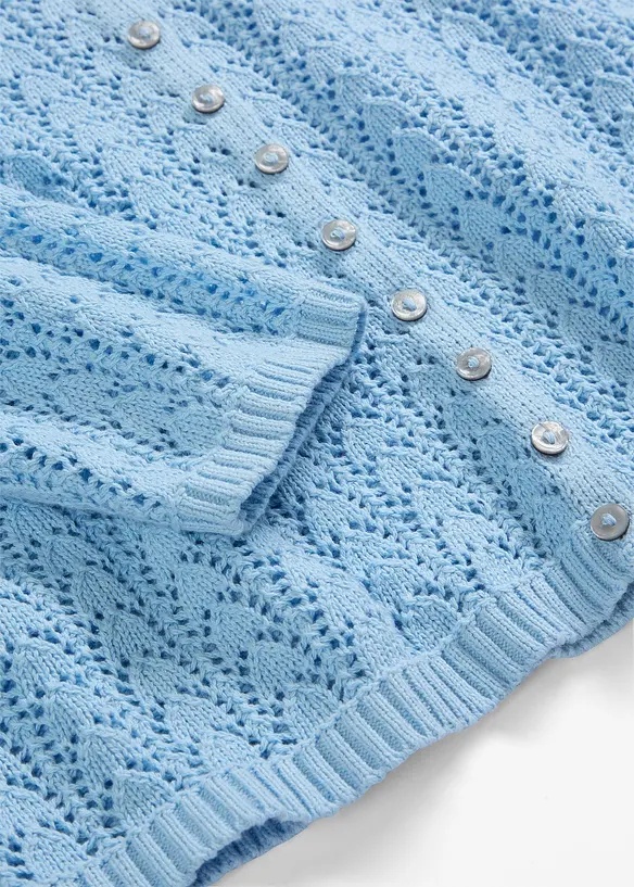 Cardigan i 100% bomull med hullm&oslash;nster, bonprix