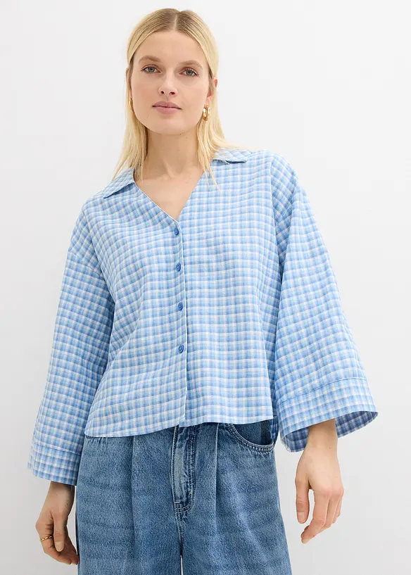 Bluse i luftig linmiks, bonprix