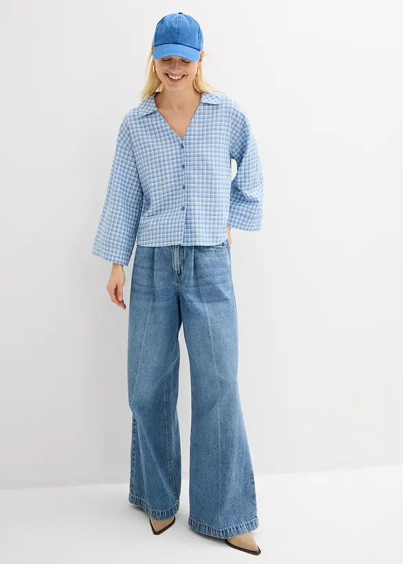 Bluse i luftig linmiks, bonprix