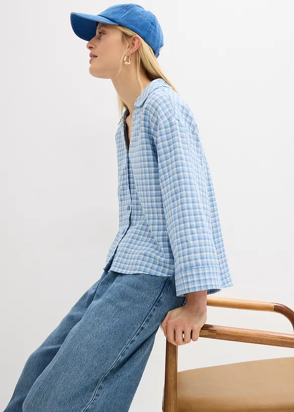 Bluse i luftig linmiks, bonprix