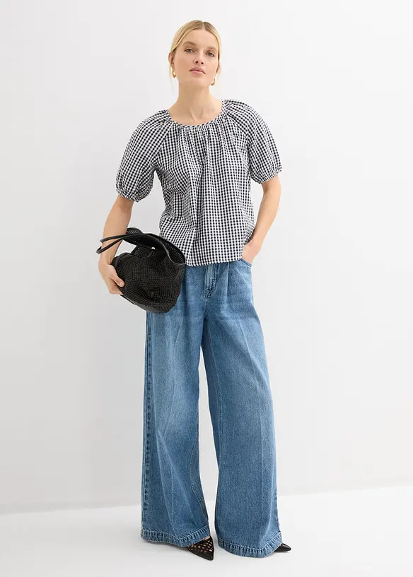 Kortermet bluse i 100% bomull, bonprix